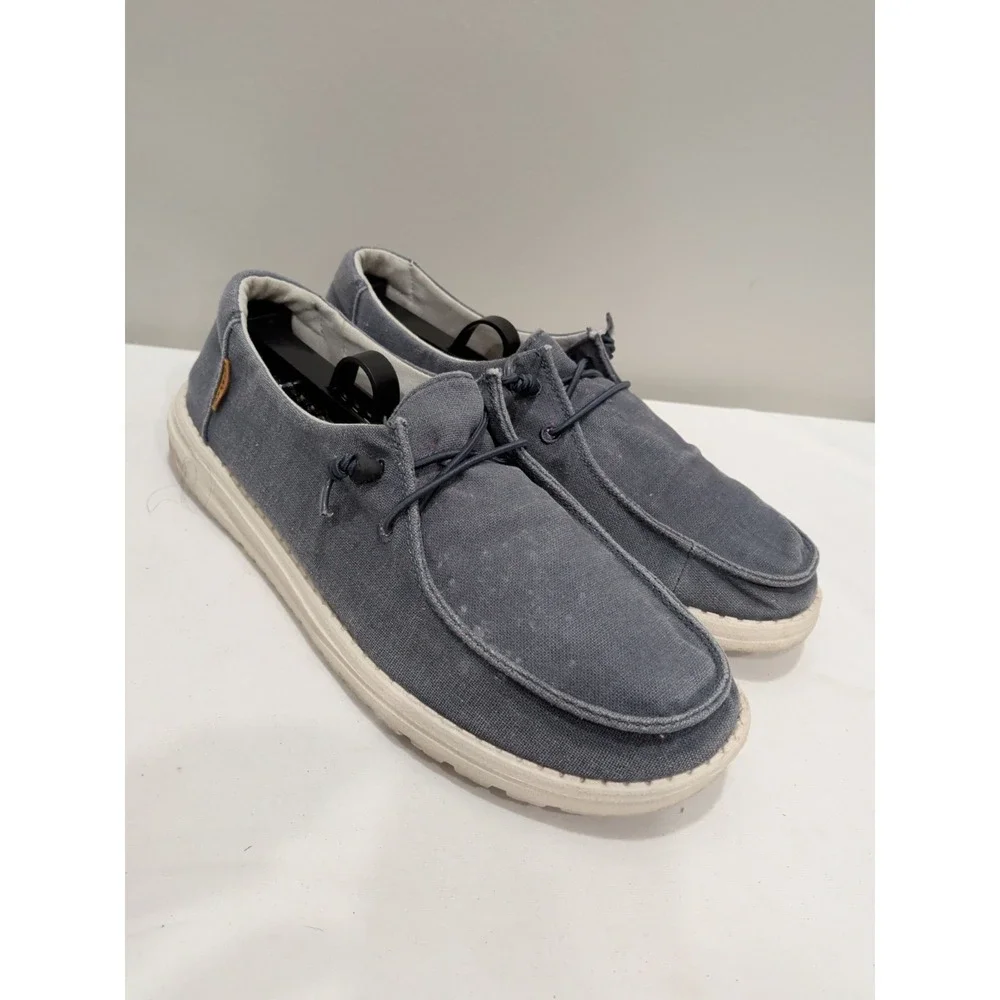 Hey Dude Women's Size 10 EU 41 Wendy Chambray Navy White Shoes Slip on Loafer
